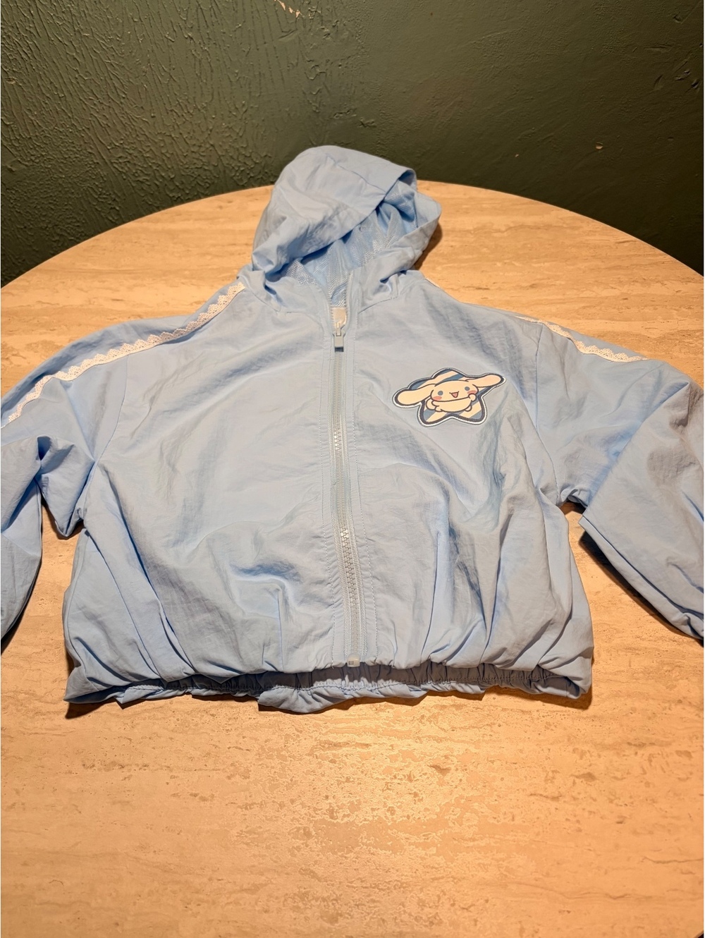 Hello Kitty Girls' Light Blue Hooded Windbreaker Jacket XS